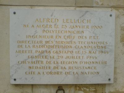 Plaque  la mmoire d'Alfred Lelluch